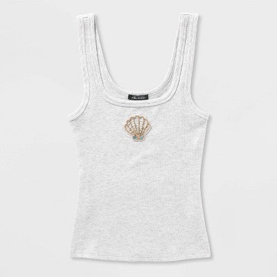Women's Beaded Tank Top - Wild Fable Heather Gray Seashell L