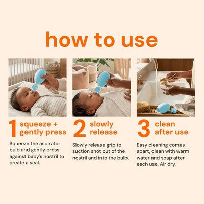 oogiebear Bulb Aspirator Handheld Baby Nose Cleaner for Newborns, Infants, and Toddlers - Blue: Manual Nasal Aspirator