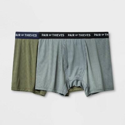 Pair of Thieves Men's Super Fit Boxer Briefs 2pk - Green/Gray S