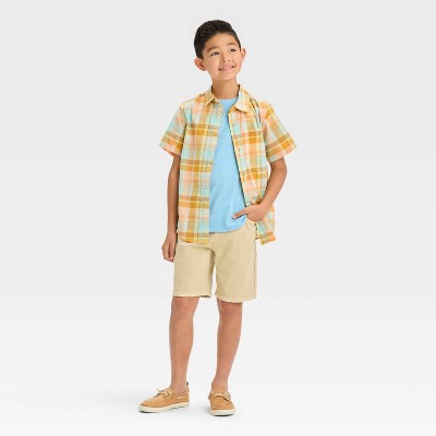Boys' Short Sleeve Heathered T-Shirt - Cat & Jack Light Blue S