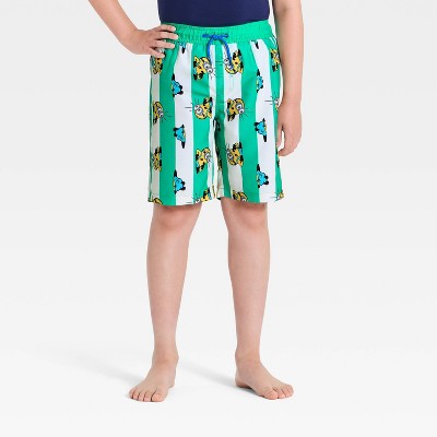 Boys' Minions Cabana Striped Swim Trunks - Green XS