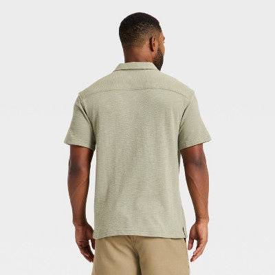 Men's Short Sleeve Knit Camp Shirt - Goodfellow & Co Tan M