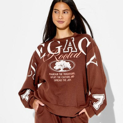 Women's Crewneck Legacy 77 Graphic Sweatshirt - Dark Brown M