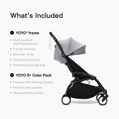 Stokke YOYO3 Stroller Lightweight & Compact Carry-On Compatible - Black Stone - 6m+ (LOCAL PICKUP ONLY)