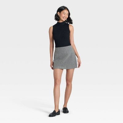 Women's Brushed Boucle Mini Skirt - A New Day Heather Gray 14