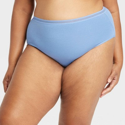 Women's 6pk Cotton Stretch Briefs Underwear - Auden Assorted Color 1X: High Rise, Solid, Polka Dots