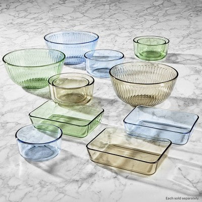 Pyrex Simply Store Tinted 4pc Lidded Rectangle Storage Set Yellow