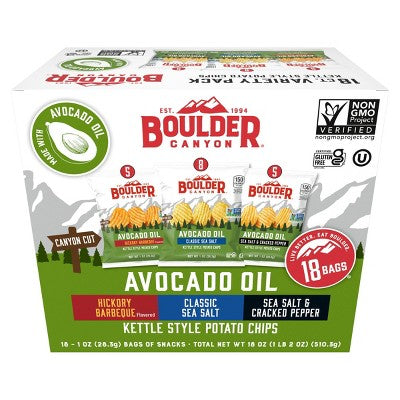 Boulder Canyon Kettle Style Potato Chips Variety Pack - 18oz/18ct
