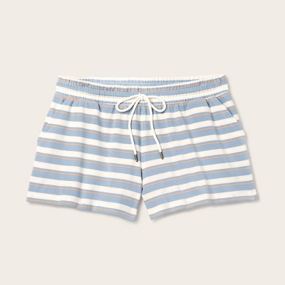 Women's High-Rise Drawstring Knit Pull-On Shorts - Parke x Target Light Blue/Orange Striped L