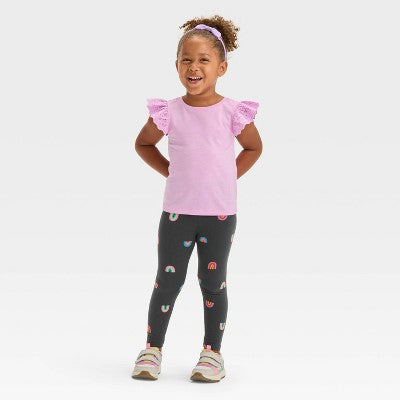 Toddler Girls Rainbow Printed Leggings Cat&Jack Charcoal Gray 4T