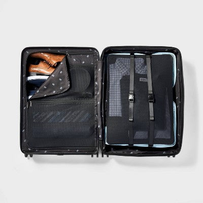 Signature Hardside Large Checked Spinner Suitcase Matte Black - Open Story