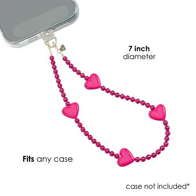 VELVET CAVIAR Phone Charm - Hot Pink Heart: Cell Phone Wristlet Accessory