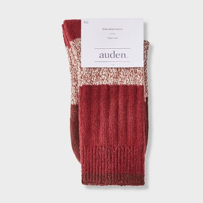Women's Colorblock Ribbed Super Soft Crew Boot Socks - Auden Red/Tan 4-10