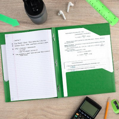 Five Star Pocket and Prong Poly Portfolio Retro Green