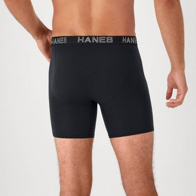 Hanes Premium Men's 3pk Boxer Briefs Total Support Pouch - Gray/Black S: Recycled Polyester, Lyocell, Spandex, Moisture Wicking, Breathable Mesh