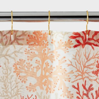 13pc Coastal Coral Branch Shower Curtain Set Off-White - Threshold