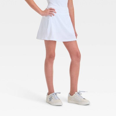 Girls' Active Light Woven Skort - All In Motion White L: Moisture Wicking, Quick Dry, 4-Way Stretch