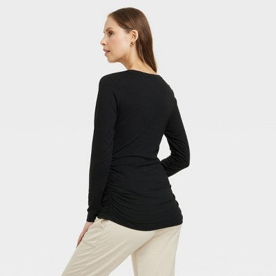 2 PACK Long Sleeve Scoopneck Maternity T-Shirt M