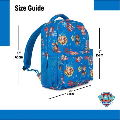 Paw Patrol Backpack for Kids - Chase, Skye, Marshall, Rubble, Rocky, Zuma, Everest, Liberty, and Ryder School Book Bag, Blue