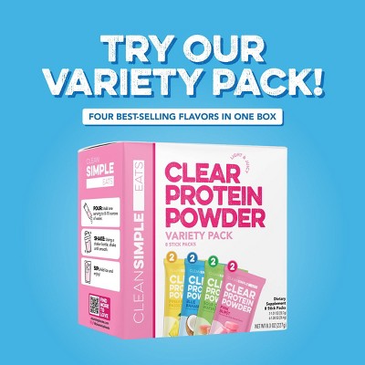 Clean Simple Eats Clear Protein Powder - Blue Bahama - Whey Isolate Protein - 20g Protein - 1.01oz/1 Stick