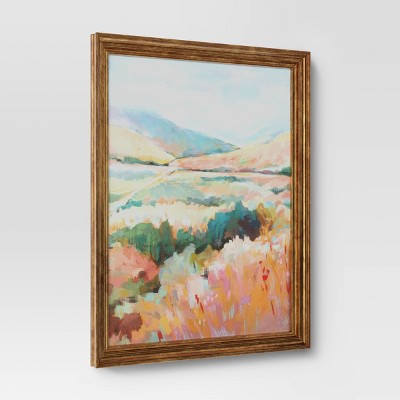 24"x30" Colorful Landscape Canvas Board Framed Art - Threshold (LOCAL PICKUP ONLY)