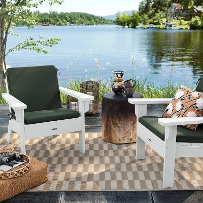 43"x20" Outdoor Chair Cushion Fern Shower Green - Room Essentials: Patio Seat & Back Cushion with Ties, Weather-Resistant