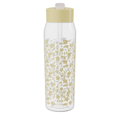 Zak Designs 32oz Vanilla Floral Manual Straw Bottle Yellow