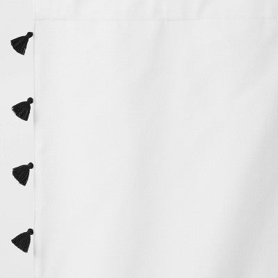 42"W x 95"L Tassel Kids' Blackout Window Curtain Panel White/Black - Pillowfort