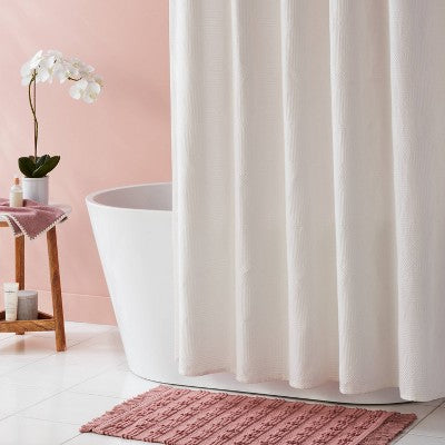 Luxe Lattice Matlesse Shower Curtain Cream - Threshold