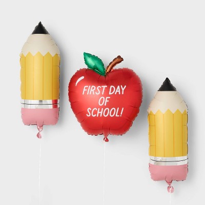3ct Apple and Pencil First Day of School Foil Balloon Bundle - Spritz