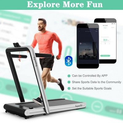 Costway 4.75HP 2 In 1 Folding Treadmill W/Remote APP Control Silver (LOCAL PICKUP ONLY)