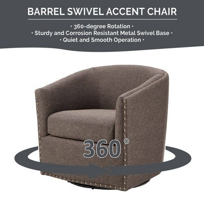 Madison Park Sheldon Swivel Chair Chocolate : Upholstered Accent, No Assembly, 300lb Capacity (LOCAL PICKUP ONLY)
