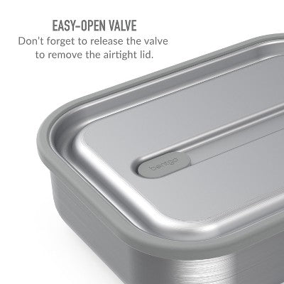 Bentgo Microsteel Leakproof Lunch Bento Box - Silver: Stainless Steel Lunchbox