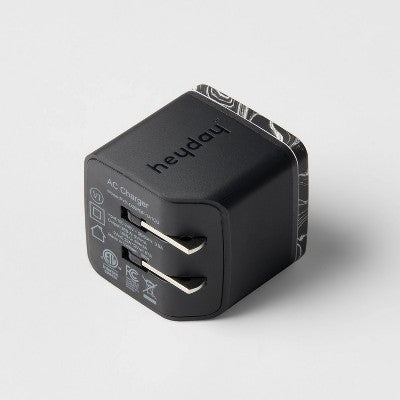 Dual Port USB-C and USB-A 25W Wall Charger - heyday Black Agate