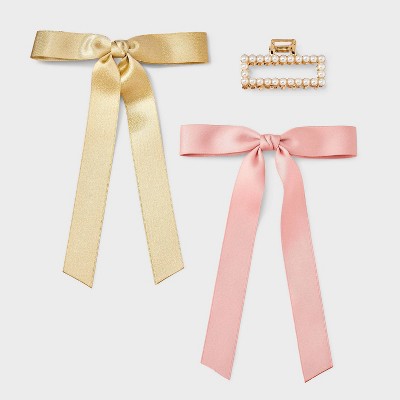 Claw Hair Clip and Bow Set 3 pk - A New Day Pink
