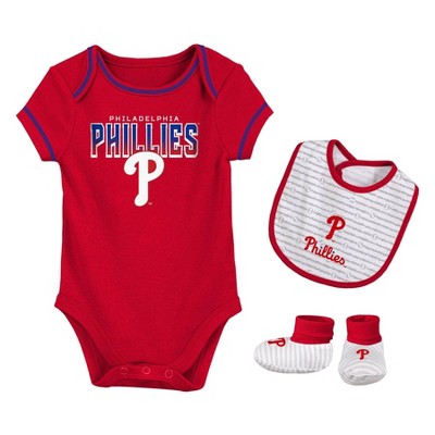MLB Philadelphia Phillies Infant Boys' Short Sleeve Layette Set - 3-6M: Team Logo Knit Bodysuits