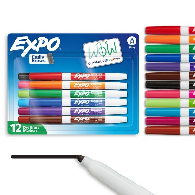 Expo 12pk Dry Erase Markers Colors Fine Point