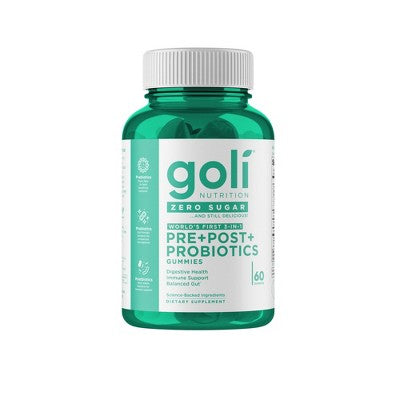 Goli Nutrition Pre Post Probiotics Sugar Free Vegan Dietary Supplement Gummies - 60ct