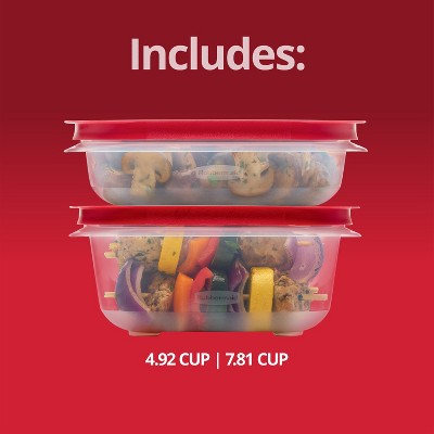 Rubbermaid 2pk Easy Store Value Square Food Storage Containers Red