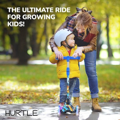 Mini Kickboard Scooter for Kids Ages 2-5 with LED Light Wheels, Adjustable Height, Fun Graffiti Design