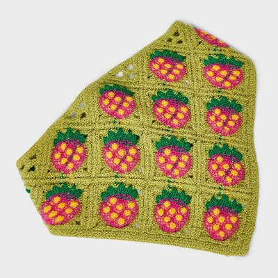 Knitted Strawberry Headscarf - Wild Fable Green: Acrylic Hair Wrap for Styling & Securing