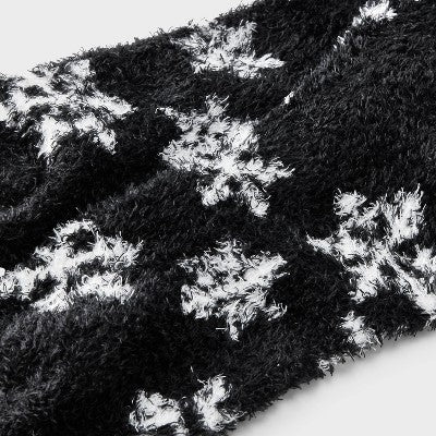 Women's Snowflake Cozy Crew Socks - Auden Black 4-10