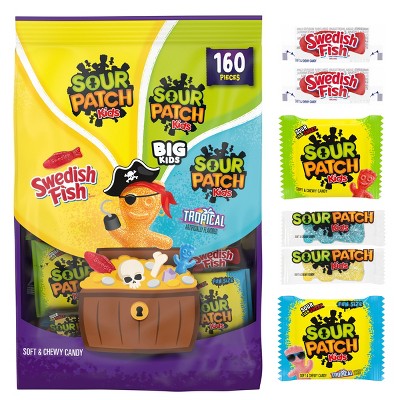 SOUR PATCH KIDS, Swedish Fish Halloween Candy - 49.12oz