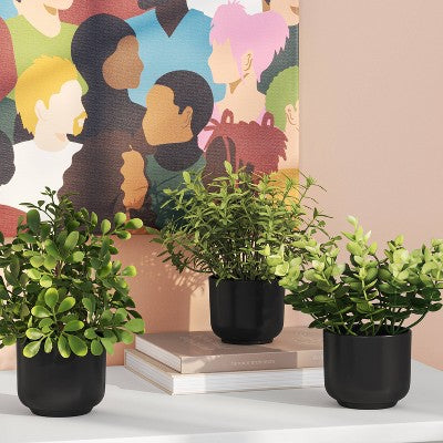 4.3" Set of 3 Mini Artificial Plants in Black Pot - Room Essentials