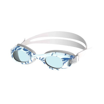 Speedo Junior Glide Print Swim Goggles - White/Blue Palm: Ages 6-14, Polycarbonate Material