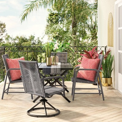 2pc Granby Padded Wicker Outdoor Patio Dining Chairs Arm Chairs Gray - Threshold: Weather-Resistant, Basket Weave Design (LOCAL PICKUP ONLY)