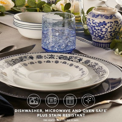Corelle 16pc Old Town Blue Dinnerware Set