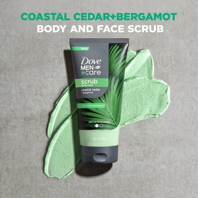 Dove Men+Care Body & Face Scrub with Plant-Based Moisturizers - Coastal Cedar & Bergamot - 9oz