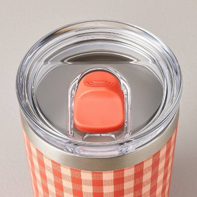 13 fl oz Stainless Steel Insulated Travel Mug Red Gingham - Hearth & Hand with Magnolia