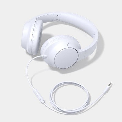Premium Over-Ear Folding Wired Headphones - heyday White